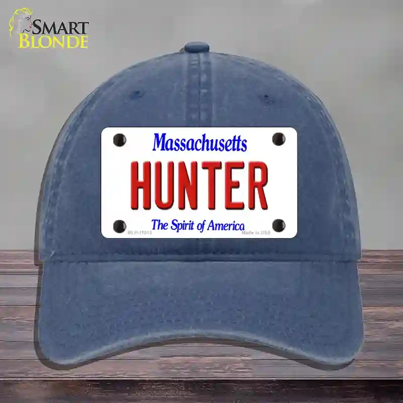 HAT11-MLP-11013 Hunter Massachusetts Novelty License Plate Hat, Unconstructed Cotton - Navy