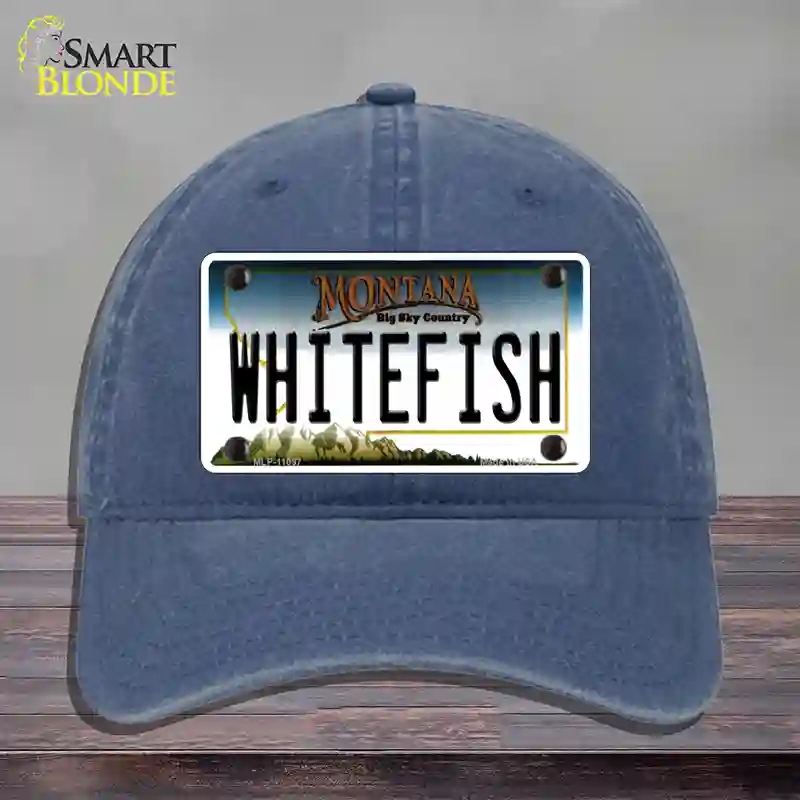HAT11-MLP-11097 Whitefish Montana State Novelty License Plate Hat, Unconstructed Cotton - Navy
