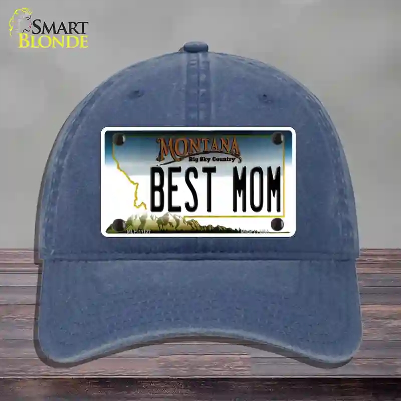 HAT11-MLP-11127 Best Mom Montana State Novelty License Plate Hat, Unconstructed Cotton - Navy