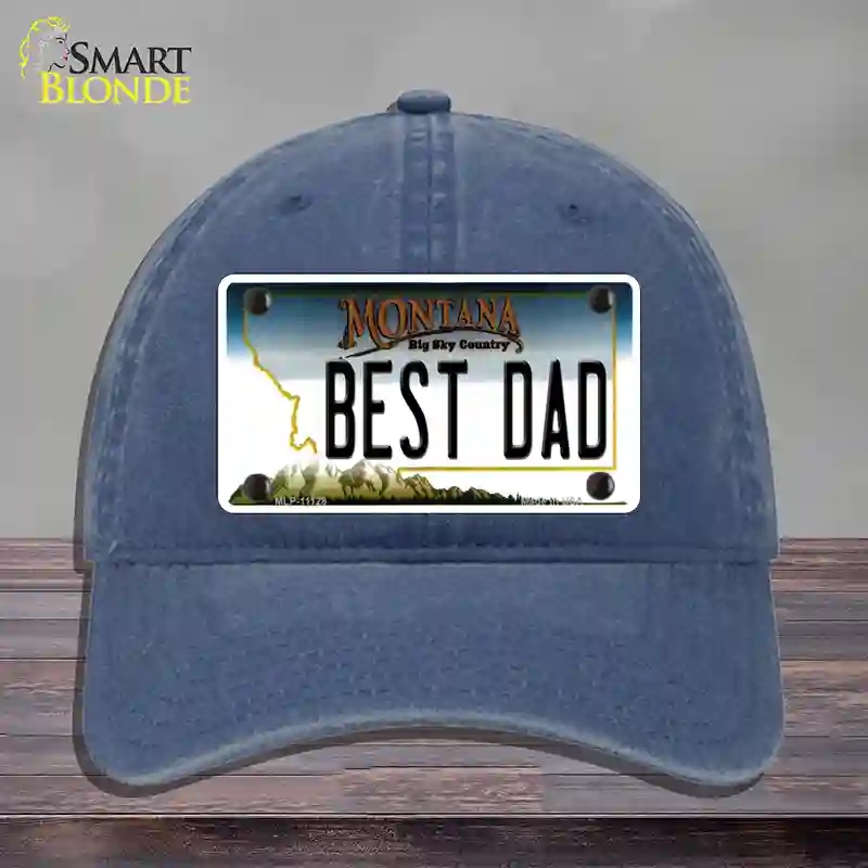 HAT11-MLP-11128 Best Dad Montana State Novelty License Plate Hat, Unconstructed Cotton - Navy