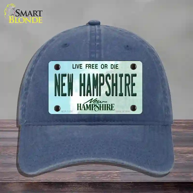 HAT11-MLP-11131   Hampshire State Novelty License Plate Hat, Unconstructed Cotton - Navy