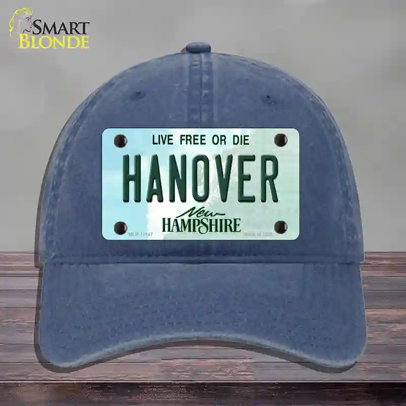 HAT11-MLP-11147 Hanover   Hampshire State Novelty License Plate Hat, Unconstructed Cotton - Navy