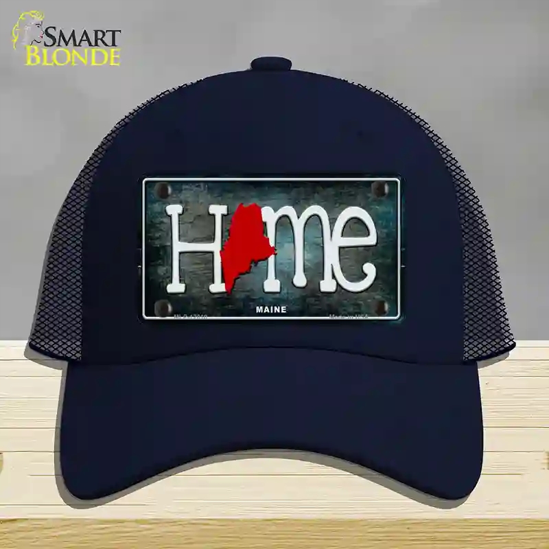 HAT16-MLP-12010 Maine Home State Outline Novelty License Plate Hat, Mesh - Navy