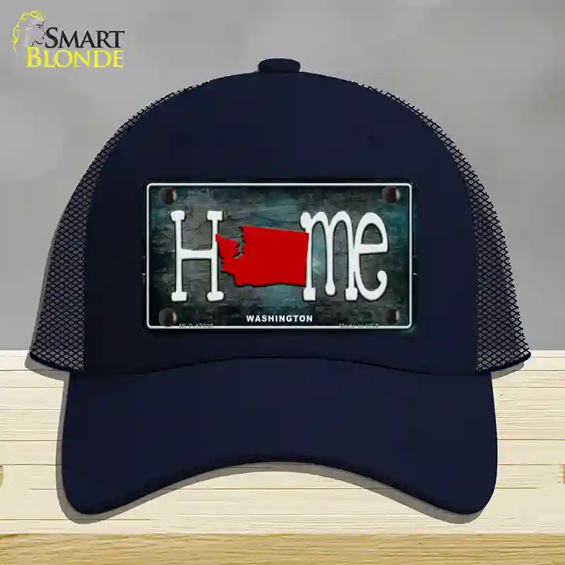 HAT16-MLP-12038 Washington Home State Outline Novelty License Plate Hat, Mesh - Navy