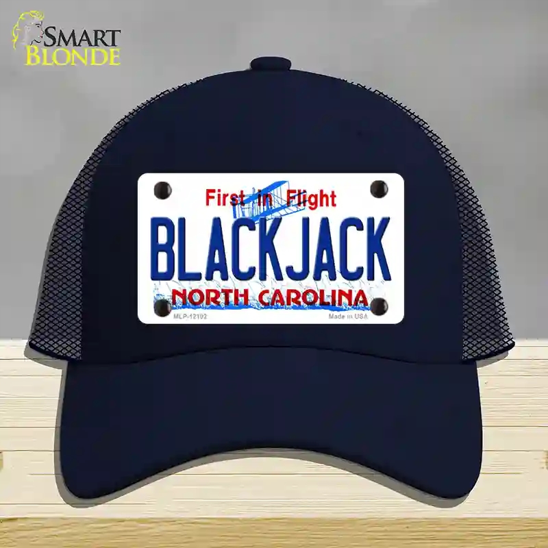 HAT16-MLP-12102 Blackjack North Carolina State Novelty License Plate Hat, Mesh - Navy