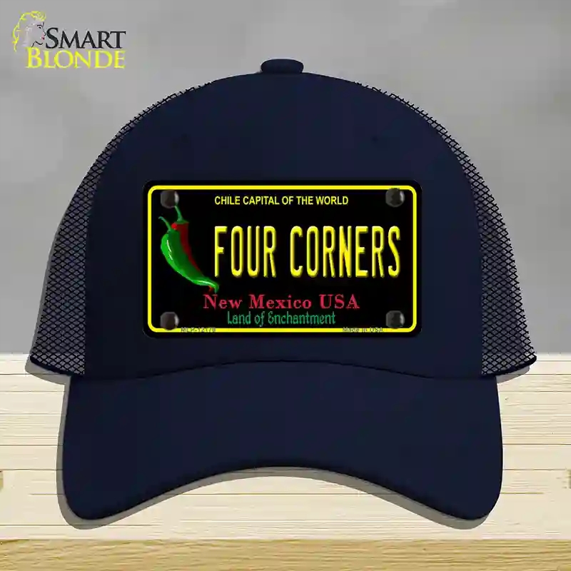 HAT16-MLP-12178 Four Corners   Mexico Black Novelty License Plate Hat, Mesh - Navy