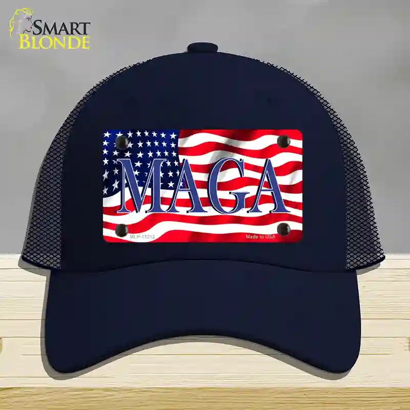 HAT16-MLP-12212 MAGA Flag Novelty License Plate Hat, Mesh - Navy