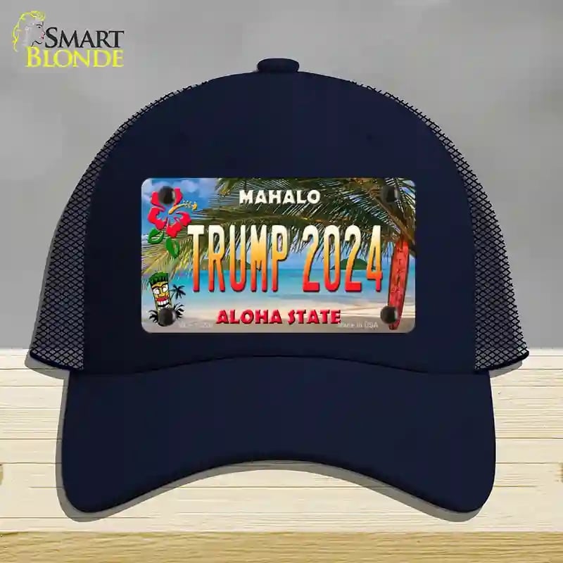 HAT16-MLP-12226 Trump 2024 Hawaii Novelty License Plate Hat, Mesh - Navy