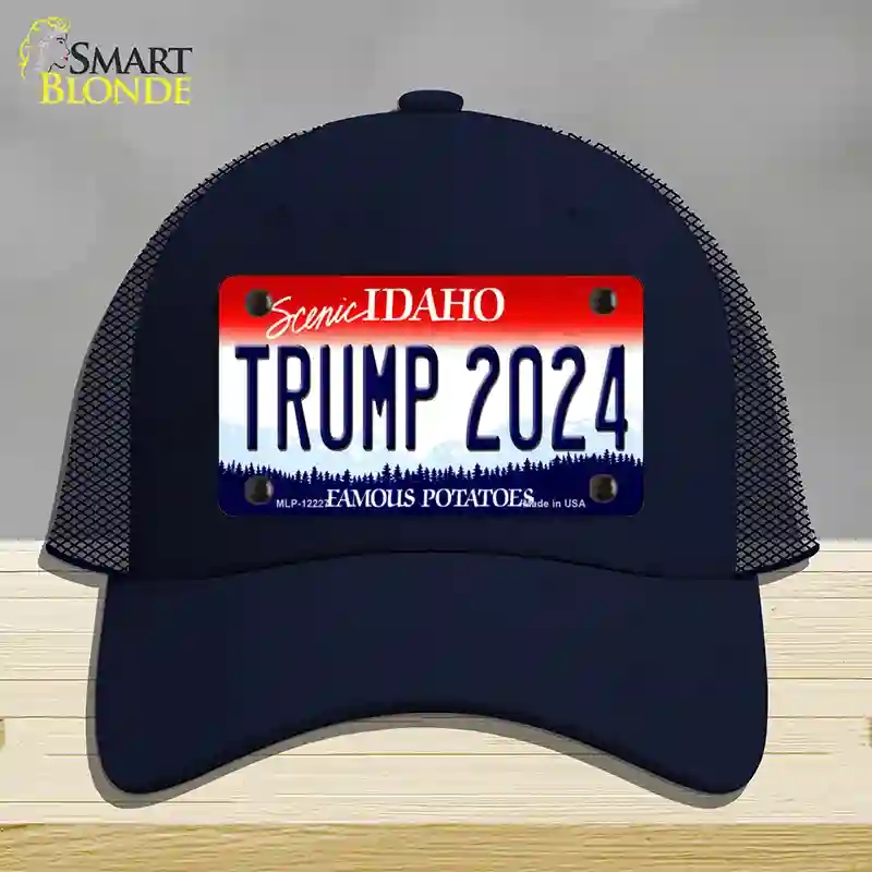 HAT16-MLP-12227 Trump 2024 Idaho Novelty License Plate Hat, Mesh - Navy