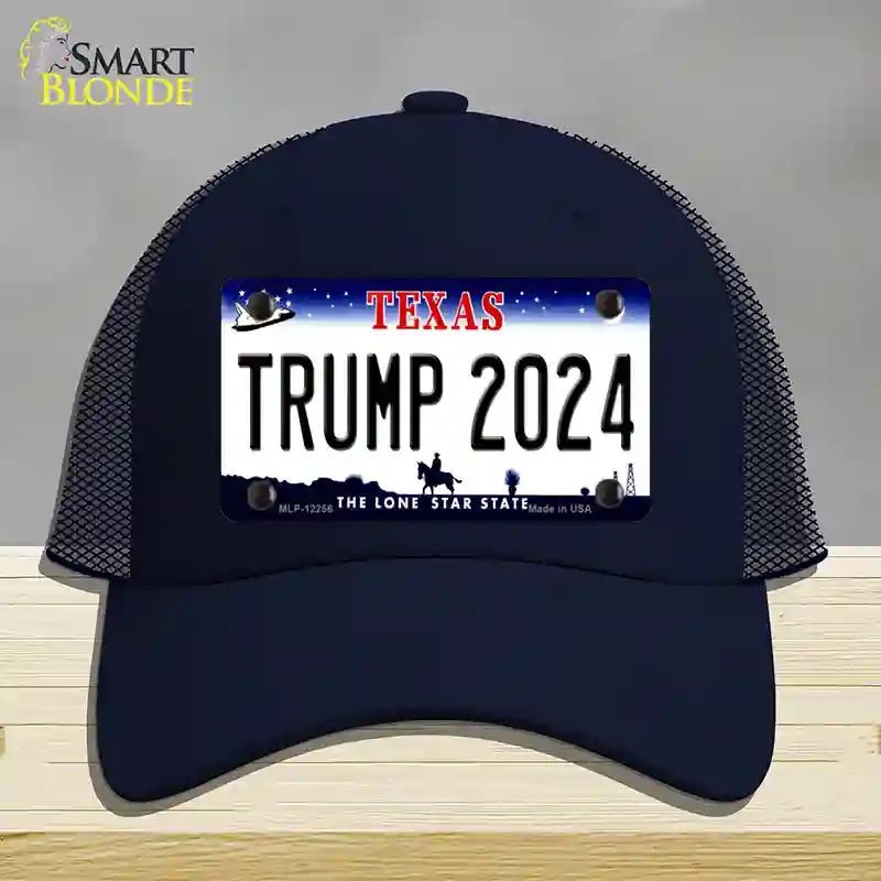 HAT16-MLP-12256 Trump 2024 Texas Novelty License Plate Hat, Mesh - Navy