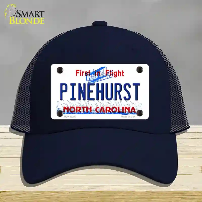 HAT16-MLP-12297 North Carolina Pinehurst Novelty License Plate Hat, Mesh - Navy