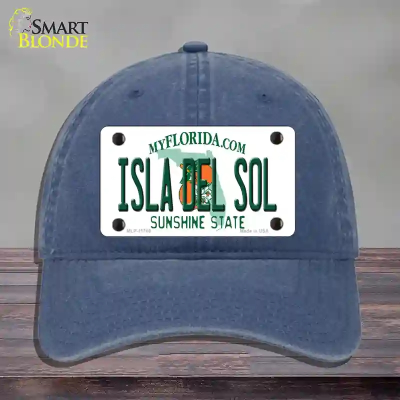 HAT11-MLP-11769 Isla Del Sol Florida Novelty License Plate Hat, Unconstructed Cotton - Navy