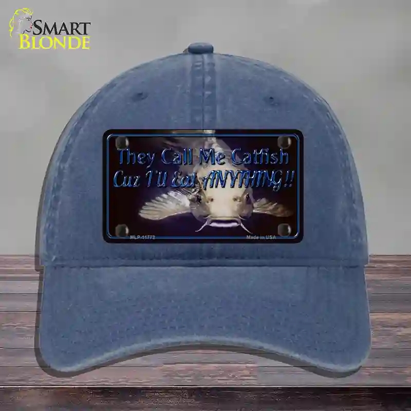 HAT11-MLP-11772 They Call Me Catfish Novelty License Plate Hat, Unconstructed Cotton - Navy