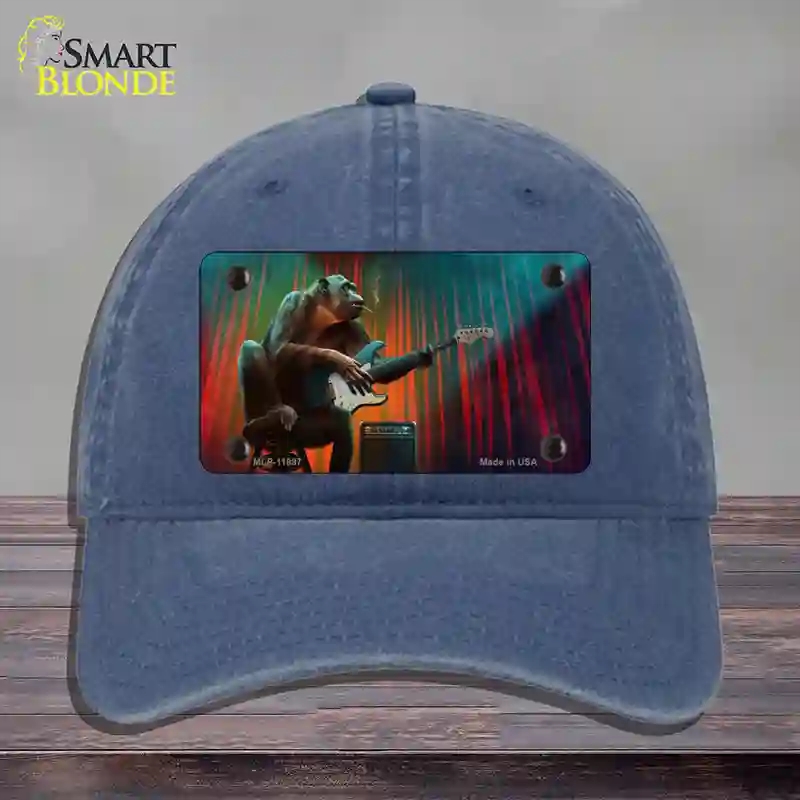 HAT11-MLP-11897 Monkey with Guitar Novelty License Plate Hat, Unconstructed Cotton - Navy