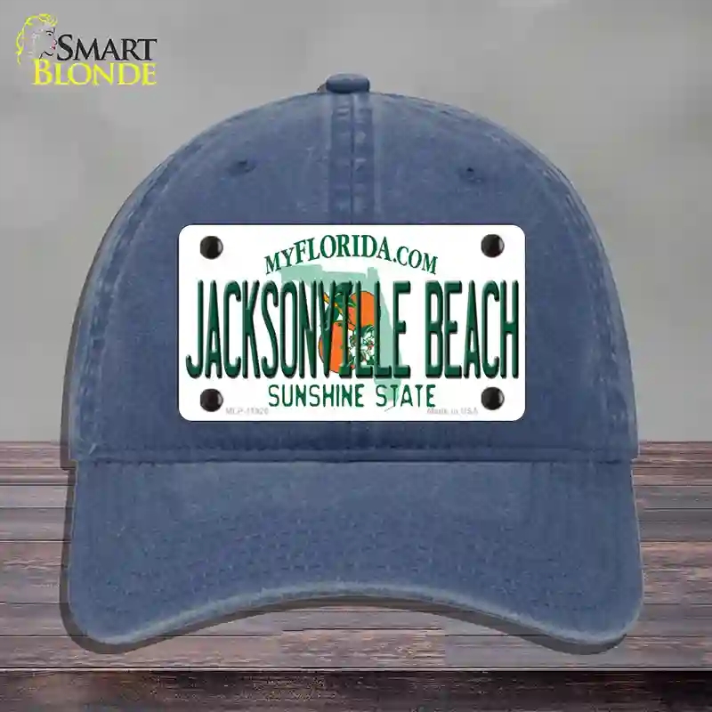 HAT11-MLP-11926 Florida Jacksonville Beach Novelty License Plate Hat, Unconstructed Cotton - Navy