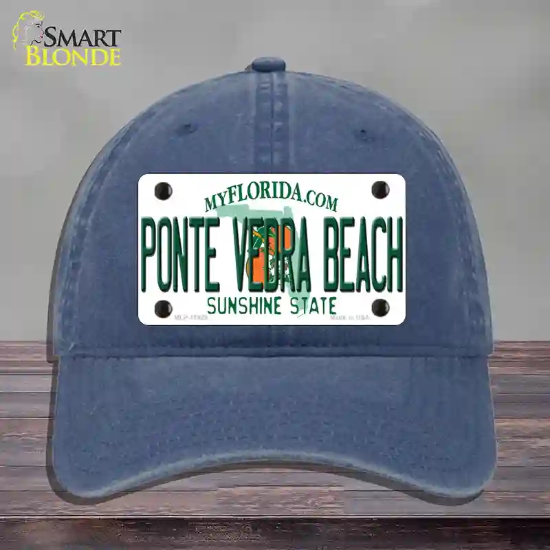 HAT11-MLP-11929 Florida Ponte Vedra Beach Novelty License Plate Hat, Unconstructed Cotton - Navy