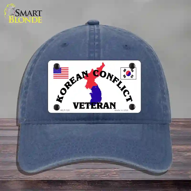 HAT11-MLP-120 Korean Conflict Veteran Novelty License Plate Hat, Unconstructed Cotton - Navy