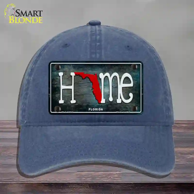 HAT11-MLP-12000 Florida Home State Outline Novelty License Plate Hat, Unconstructed Cotton - Navy