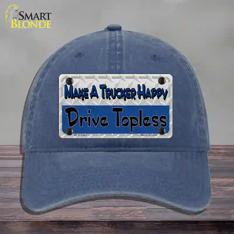 HAT11-MLP-1203 Make a Mesh Happy Novelty License Plate Hat, Unconstructed Cotton - Navy