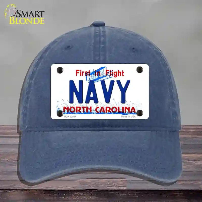 HAT11-MLP-12094 North Carolina State Novelty License Plate Hat, Unconstructed Cotton - Navy