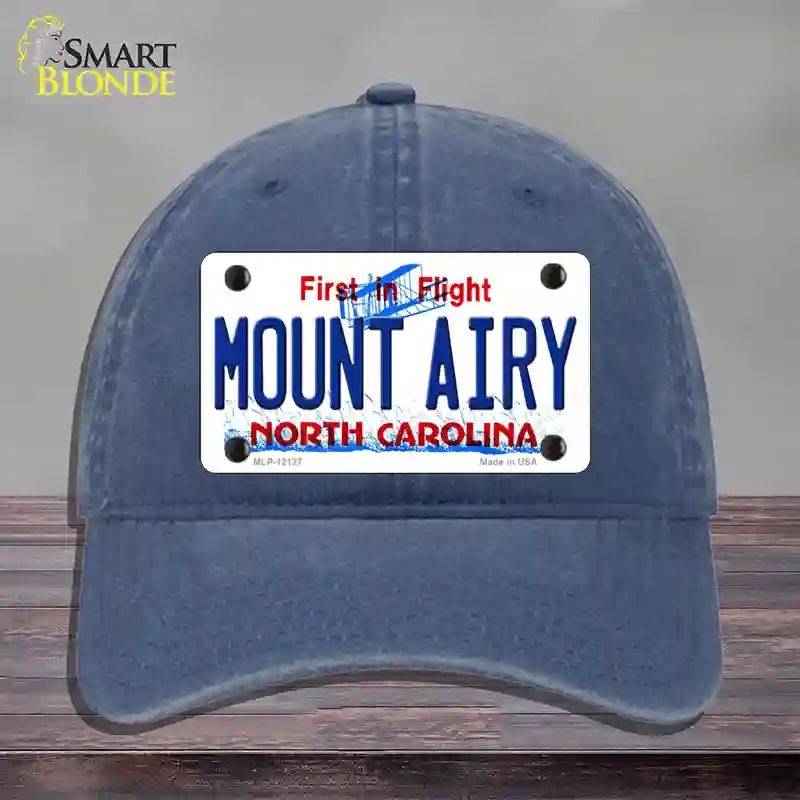 HAT11-MLP-12127 Mount Airy North Carolina State Novelty License Plate Hat, Unconstructed Cotton - Navy