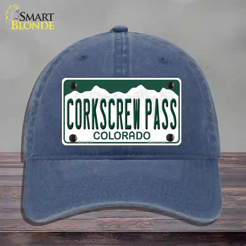 HAT11-MLP-12151 Corkscrew Pass Colorado Novelty License Plate Hat, Unconstructed Cotton - Navy