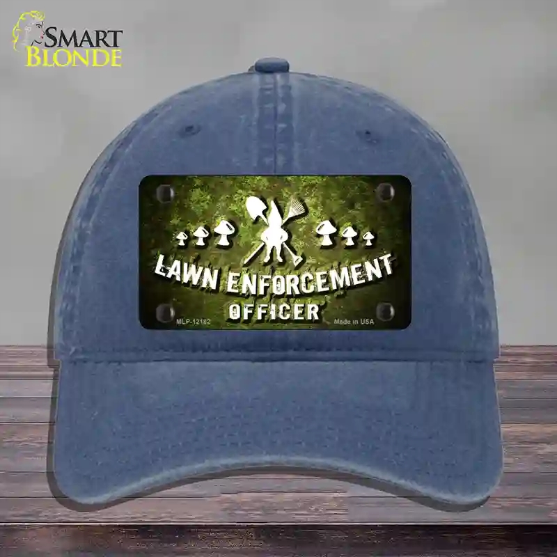 HAT11-MLP-12182 Lawn Enforcement Gnome Novelty License Plate Hat, Unconstructed Cotton - Navy