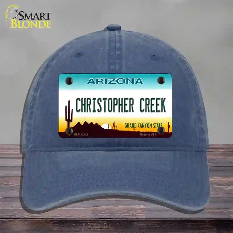 HAT11-MLP-12328 Christopher Creek Arizona Novelty License Plate Hat, Unconstructed Cotton - Navy