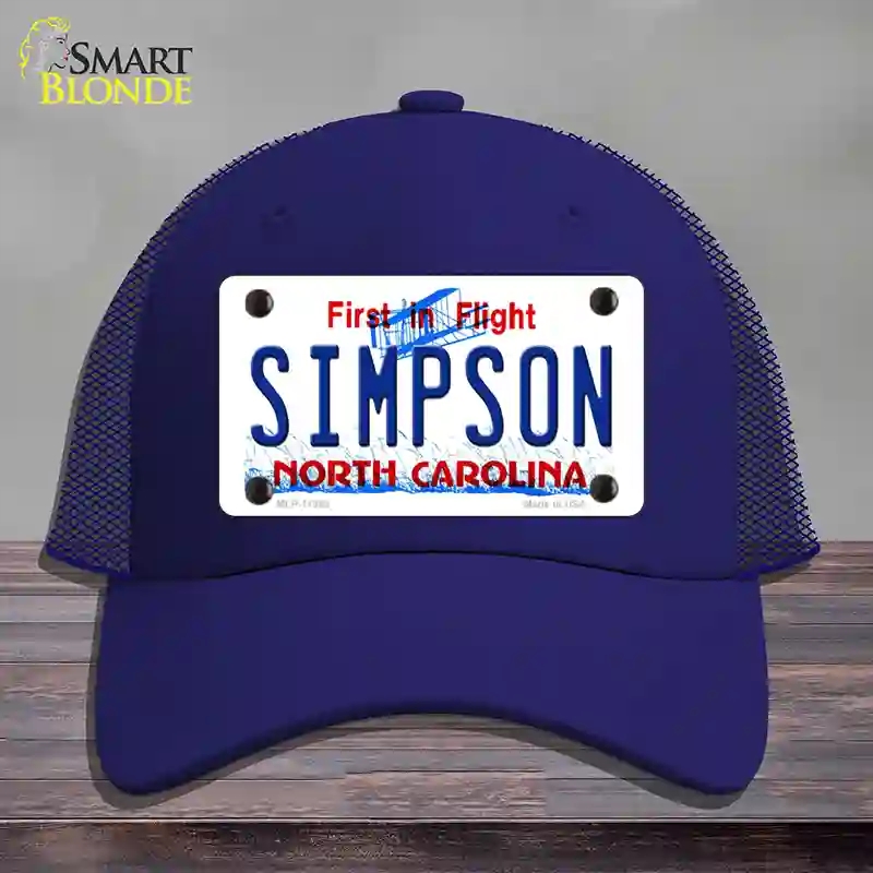 HAT18-MLP-11862 Simpson North Carolina Novelty License Plate Hat, Mesh - Royal Blue