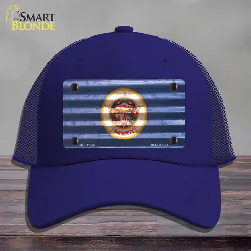 HAT18-MLP-11964 Minnesota Corrugated Flag Novelty License Plate Hat, Mesh - Royal Blue