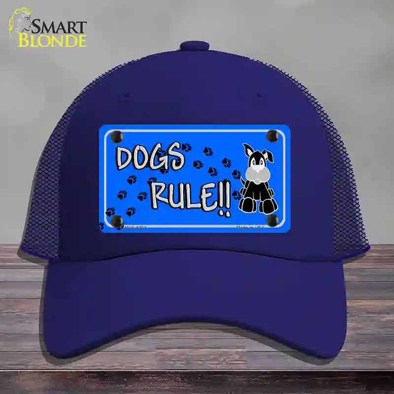 HAT18-MLP-1204 Dogs Rule Novelty License Plate Hat Tag, Mesh - Royal Blue