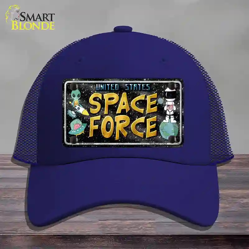 HAT18-MLP-12056 Space Force Novelty License Plate Hat, Mesh - Royal Blue