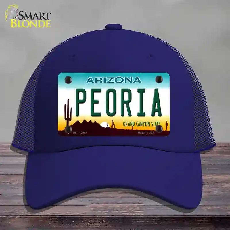 HAT18-MLP-12057 Peoria Arizona Novelty License Plate Hat, Mesh - Royal Blue