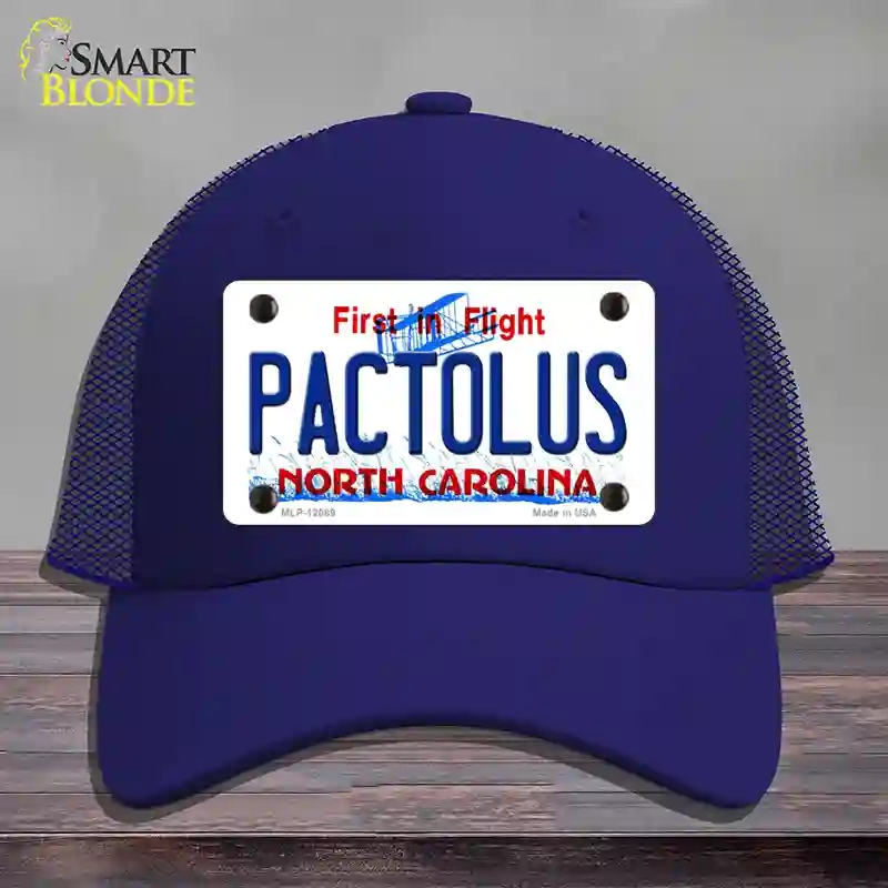 HAT18-MLP-12089 Pactolus North Carolina State Novelty License Plate Hat, Mesh - Royal Blue