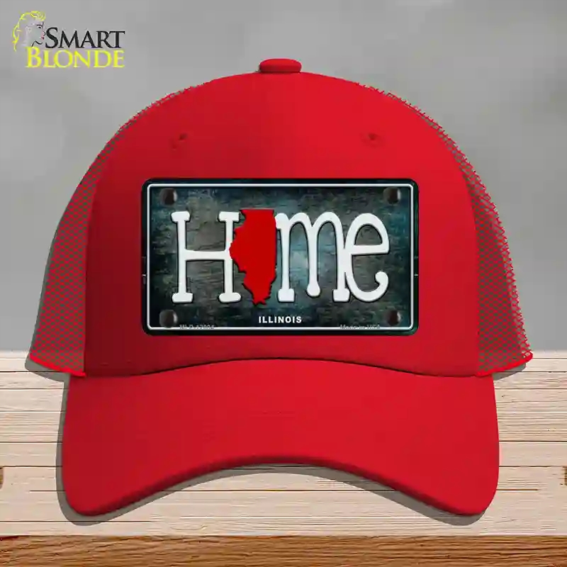 HAT17-MLP-12004 Illinois Home State Outline Novelty License Plate Hat, Mesh - Red