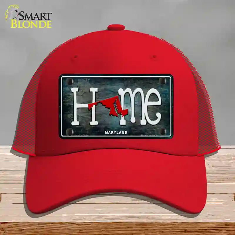 HAT17-MLP-12011 Maryland Home State Outline Novelty License Plate Hat, Mesh - Red