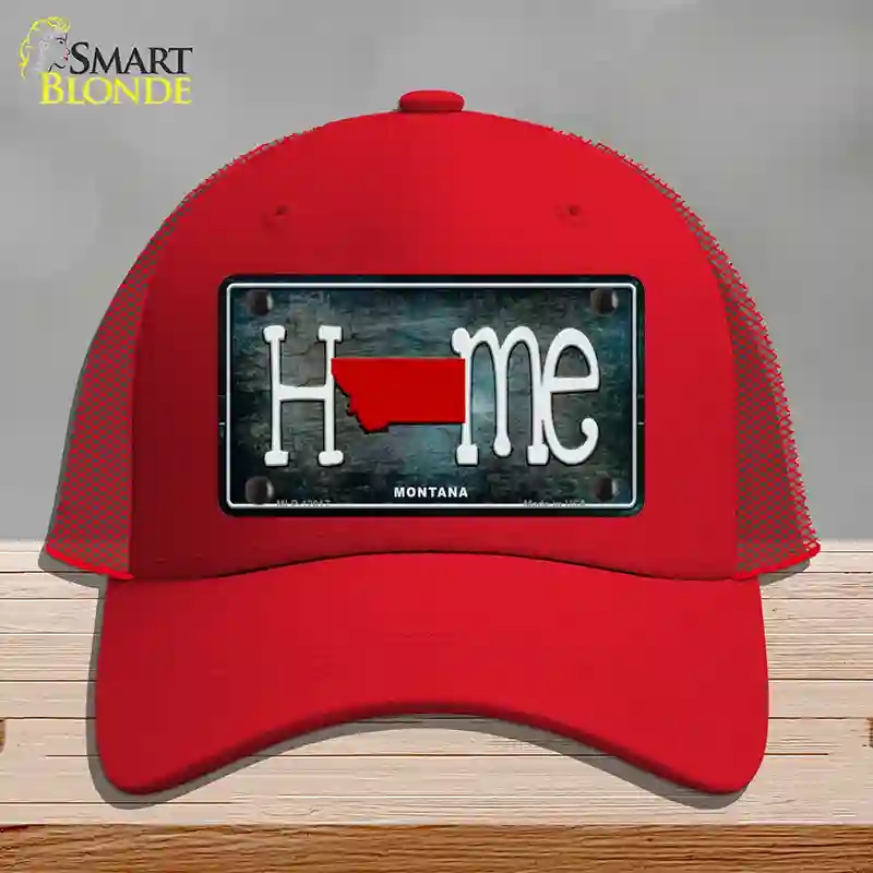 HAT17-MLP-12017 Montana Home State Outline Novelty License Plate Hat, Mesh - Red