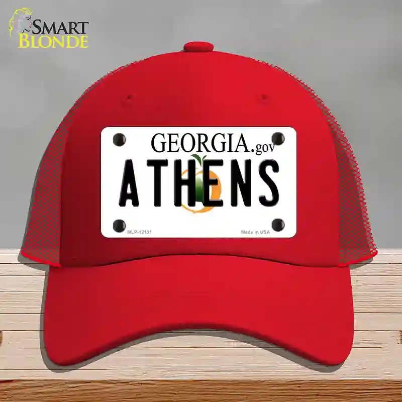 HAT17-MLP-12131 Athens Georgia State Novelty License Plate Hat, Mesh - Red