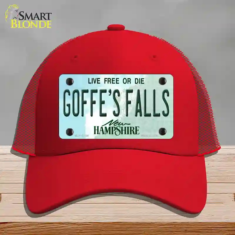 HAT17-MLP-12166 Goffes Falls   Hampshire Novelty License Plate Hat, Mesh - Red