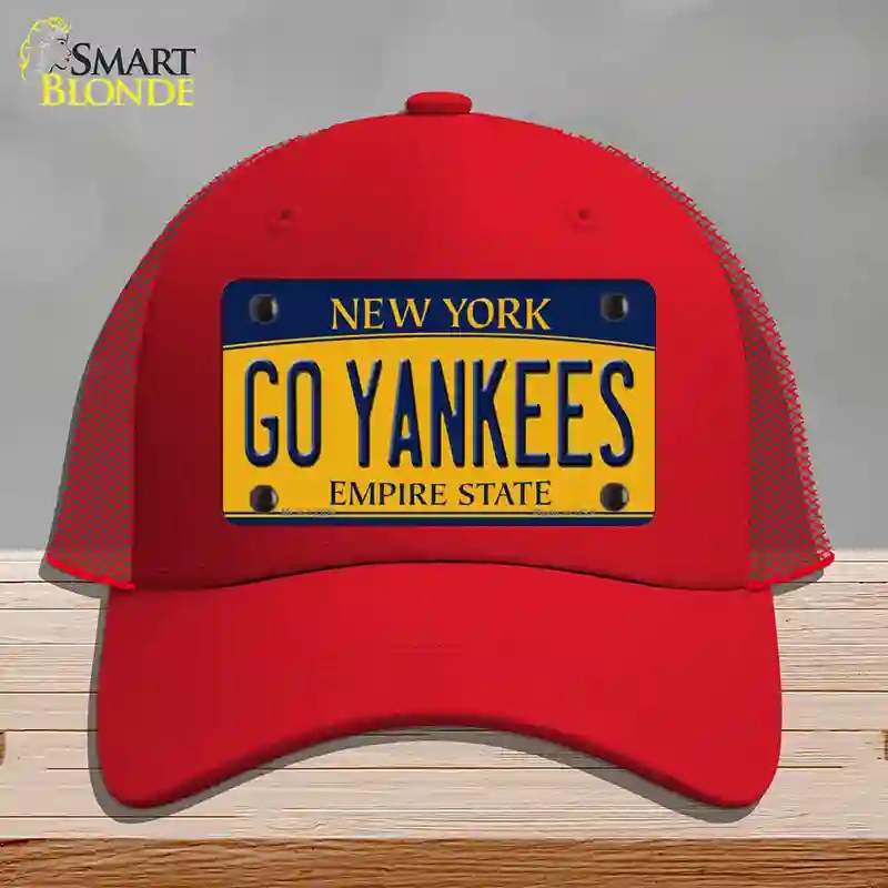 HAT17-MLP-12209 Go Yankees   York Novelty License Plate Hat, Mesh - Red