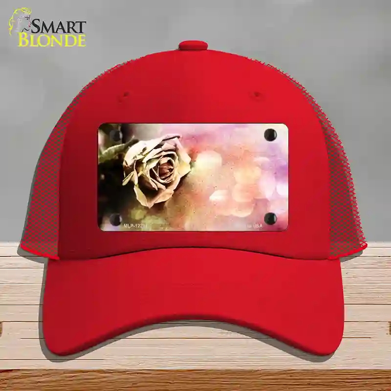 HAT17-MLP-12214 Watercolor Rose Novelty License Plate Hat, Mesh - Red