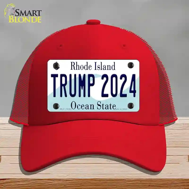 HAT17-MLP-12252 Trump 2024 Rhode Island Novelty License Plate Hat, Mesh - Red