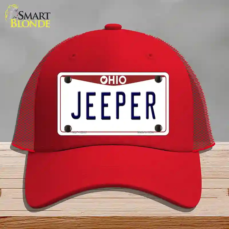 HAT17-MLP-12285 Ohio Jeeper Novelty License Plate Hat, Mesh - Red
