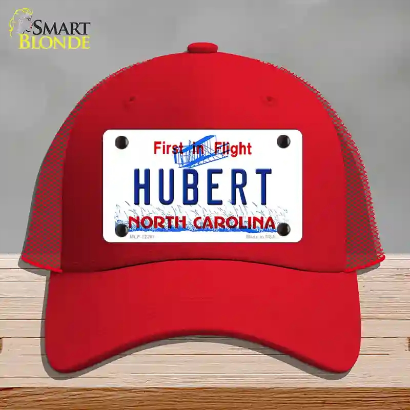 HAT17-MLP-12291 North Carolina Hubert Novelty License Plate Hat, Mesh - Red