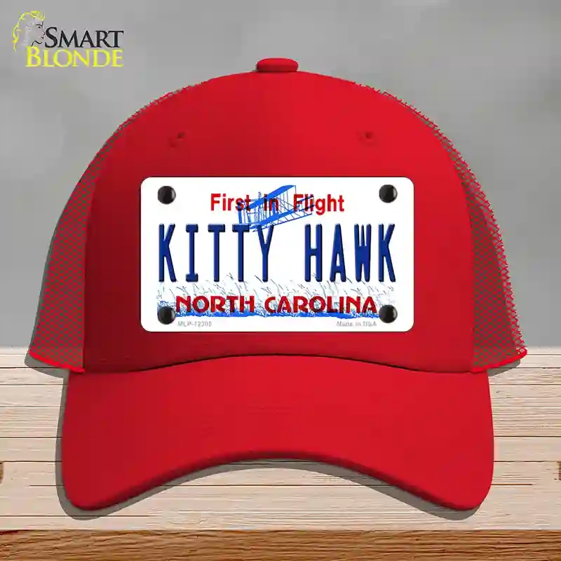 HAT17-MLP-12305 North Carolina Kitty Hawk Novelty License Plate Hat, Mesh - Red