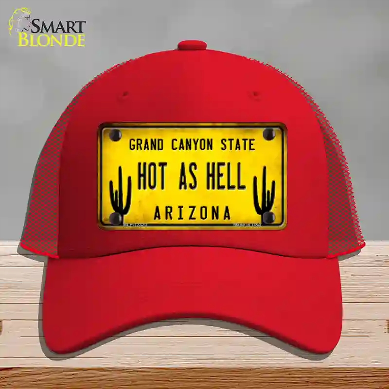 HAT17-MLP-12320 Arizona Hot as Hell Novelty License Plate Hat, Mesh - Red