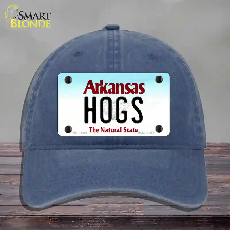 HAT11-MLP-10039 Hogs Arkansas Novelty License Plate Hat, Unconstructed Cotton - Navy