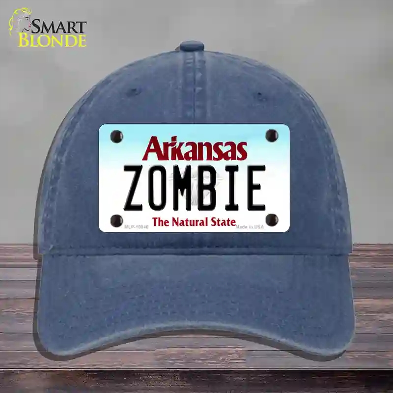 HAT11-MLP-10046 Zombie Arkansas Novelty License Plate Hat, Unconstructed Cotton - Navy