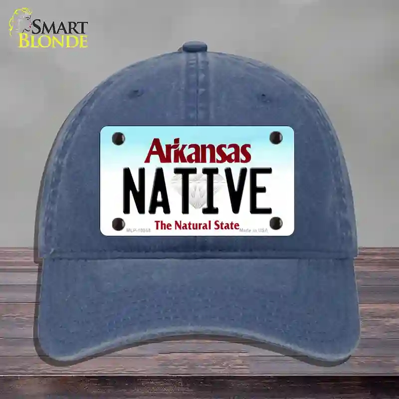 HAT11-MLP-10055 Native Arkansas Novelty License Plate Hat, Unconstructed Cotton - Navy