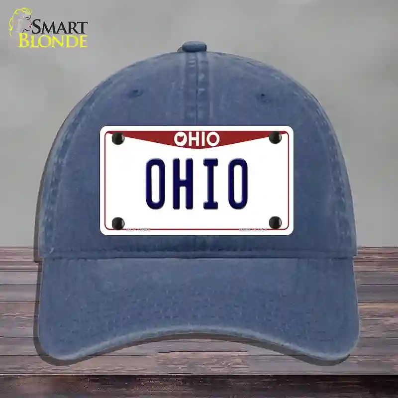 HAT11-MLP-10065 Ohio Maroon Novelty License Plate Hat, Unconstructed Cotton - Navy